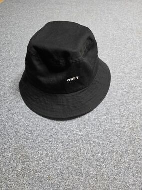 Obey Black Canvas Bucket Hat Embroidered Mini Logo Unisex One Size O/S